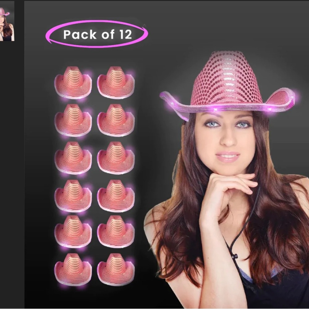 BRAND NEW SEQUIN COWBOY LIGHT UP HATS- BUNDLE